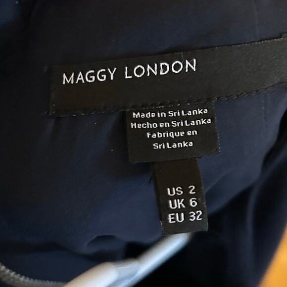 Maggy London Navy Sheath Dress with Crochet Trim and Pockets - Picture 5 of 9